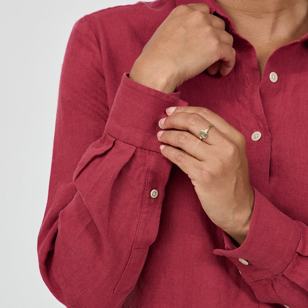 The Linen Shirt in 100% Linen 160GSM, Beaujolais