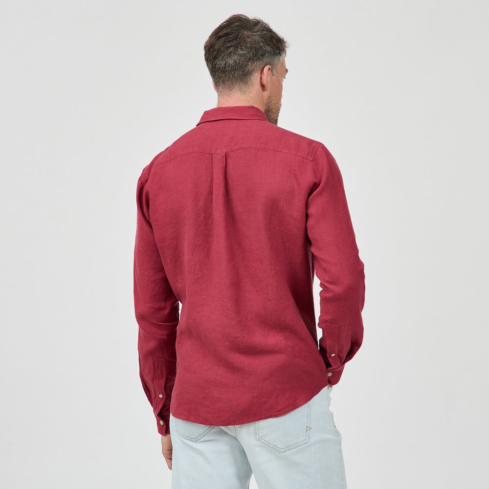 The Linen Shirt in 100% Linen 160GSM, Beaujolais