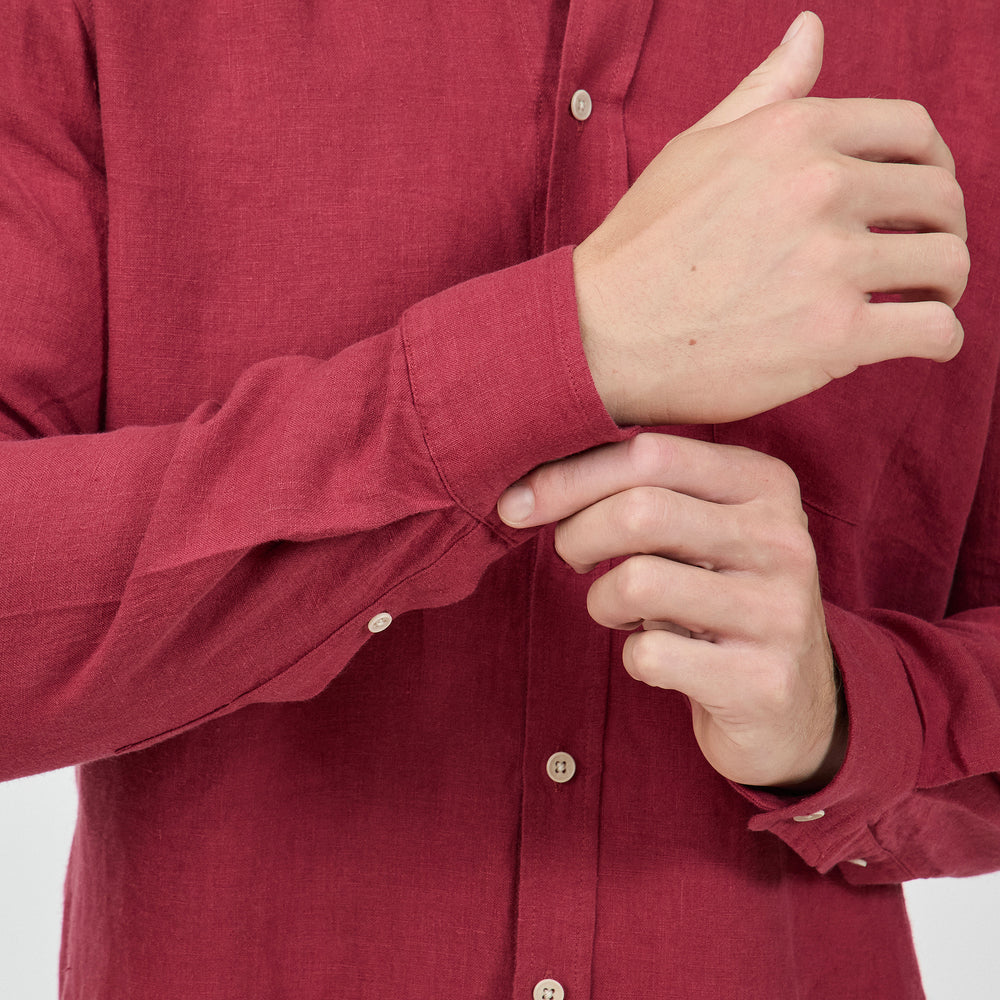 The Linen Shirt in 100% Linen 160GSM, Beaujolais